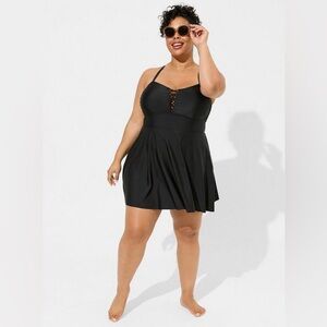 Theory Black Swim Dress One-Piece Swimsuit Size 2 Elegant Flattering Resort Wear